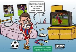 Comic: Robert Lewandowski scores 5 goals in 9 minutes for Bayern Munich