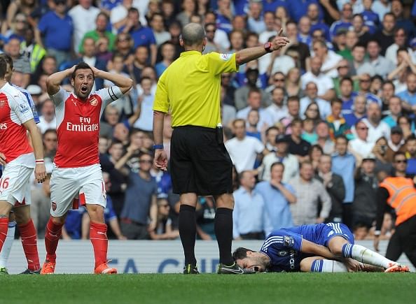 Cazorla Arsenal Red Card