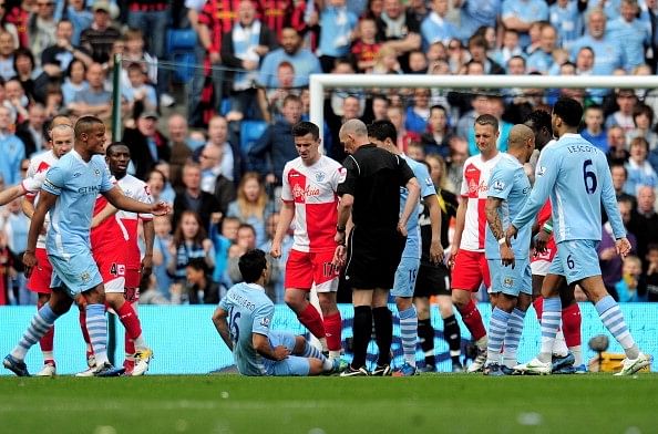 Joey Barton red card Man City