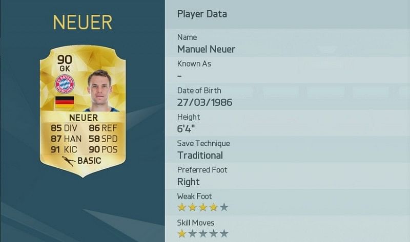 manuel neuer Bayern munich FIFA 16