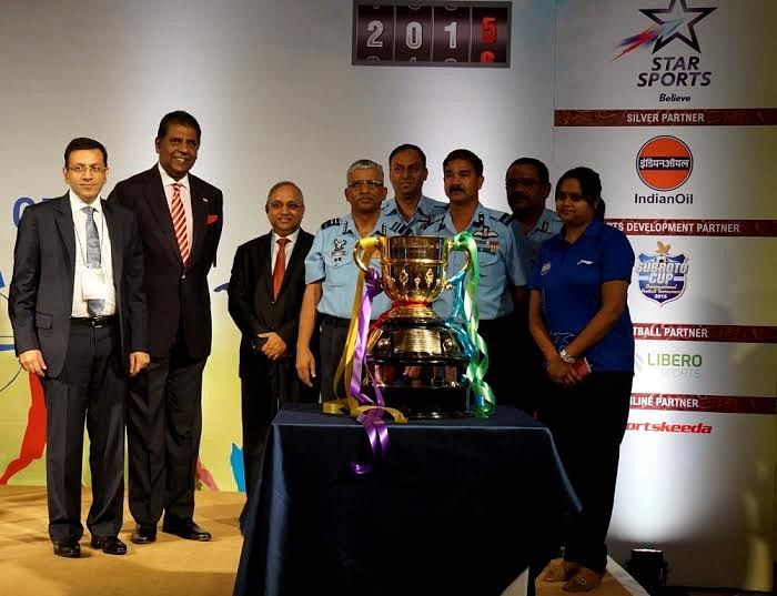 Air Force unveil trophy for Subroto Cup  at SCORECARD 2015