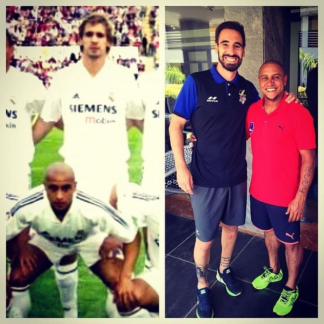 ISL: Former Real Madrid teammates Borja Fernandez and Roberto Carlos reunite after 10 years