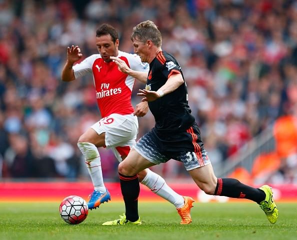 Gary Neville feels Santi Cazorla treated Bastian Schweinsteiger like a 'dog' at the Emirates