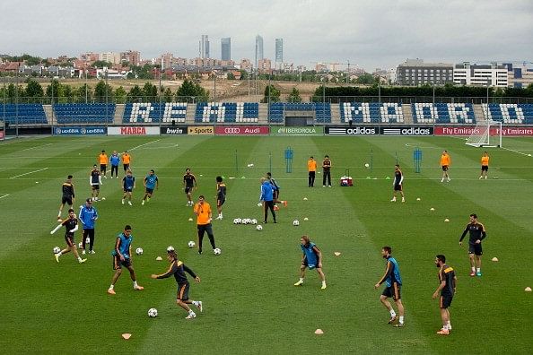 Real Madrid team training at Valdebebas Sport City in 2014