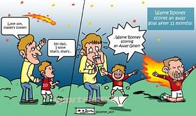 Comic: Wayne Rooney scores an away goal in the Premier League after 11 months