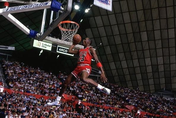 Michael Jordan during the 1987 NBA Slam Dunk Contest