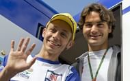 Roger Federer with Valentino Rossi