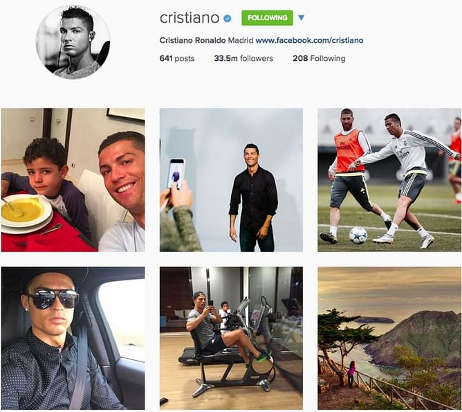 Cristiano Ronaldo edges past Neymar to become most popular footballer on Instagram