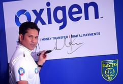 Oxigen Wallet joins ISL football fever by sponsoring Sachin Tendulkarâ??s Kerala Blasters FC