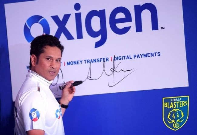 Oxigen Wallet joins ISL football fever by sponsoring Sachin Tendulkarâ??s Kerala Blasters FC