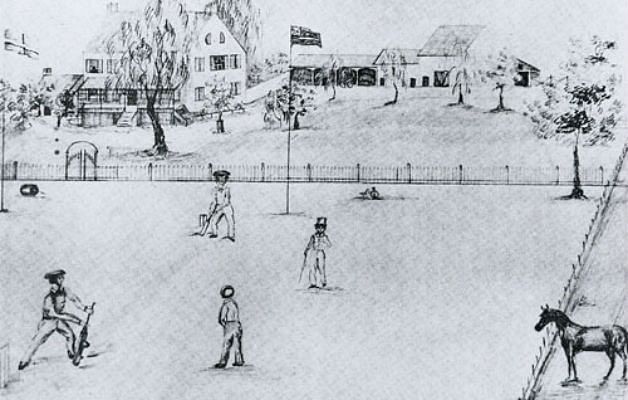 A pictorial representation of the game from the New York Museum (image courtesy Cricinfo)