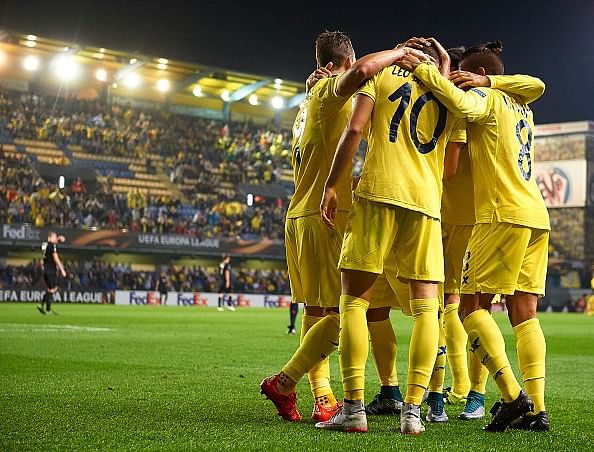 Villareal celebrate win La Liga