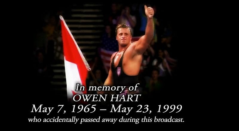 The signature mentioning Owen Hart at the 1999 Over the Edge
