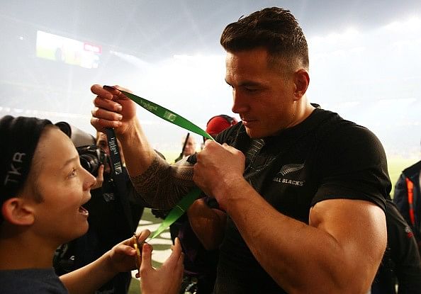 Sonny Williams gives World Cup winner's medal to a fan