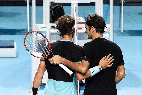Roger Federer Rafael Nadal Swiss Indoors Basel 2015 