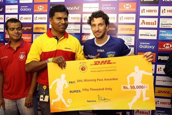 Elano Blumer proves his talisman status for Chennaiyin FC by bagging the DHL Winning Pass award