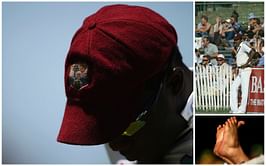 Inattentive Jerome Taylor misses a catch for West Indies because he is caught leaning on fence