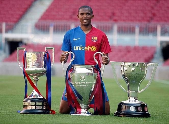 Eto&rsquo;o is the first player to win the treble twice