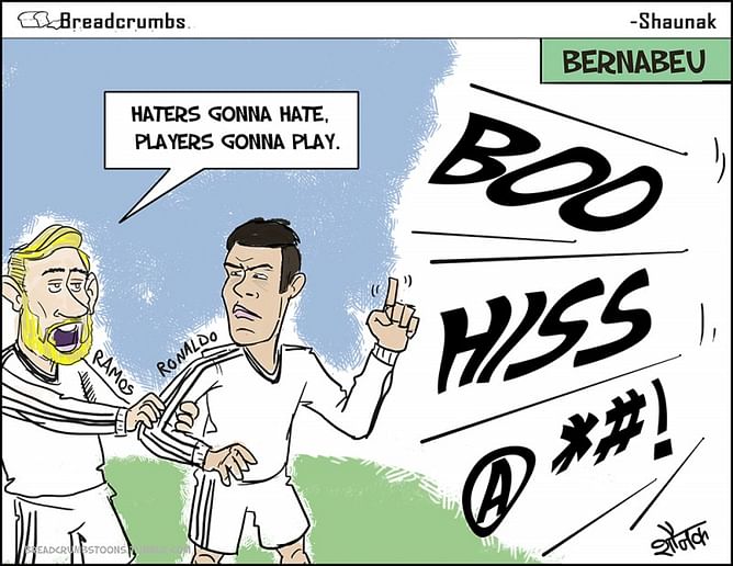 Comic - Real Madrid superstar Ronaldo shows his finger