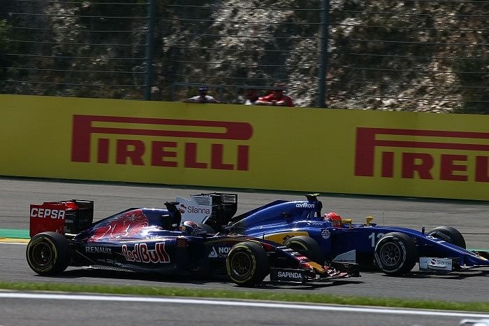 Max Verstappen overtakes Felipe Nasr Belgian Grand Prix