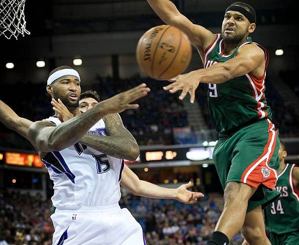 Sacramento Kings&#039; DeMarcus Cousins Milwaukee Bucks Jared Dudley 2016 NBA