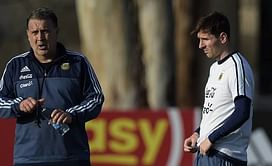 Argentine coach Gerardo Martino against Lionel Messi taking part in the Rio Olympic Games