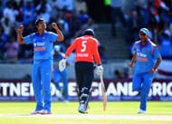 Karn Sharma celebrates a wicket