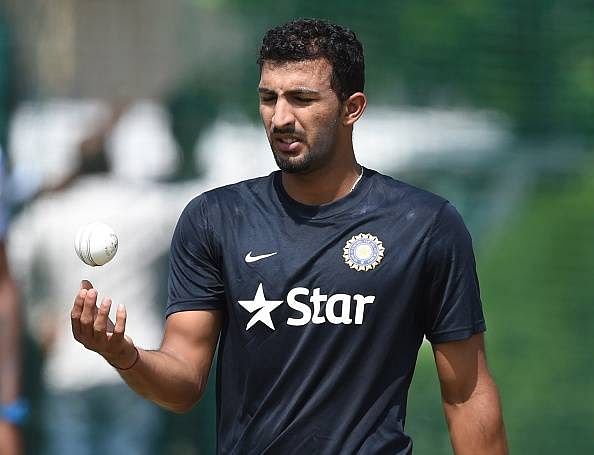 Rishi Dhawan preparing in the Indian squad