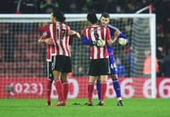 Southampton's players celebrate after their win