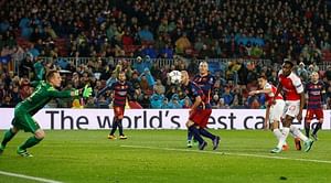 Barca's terrific trio down Arsenal to reach last eight