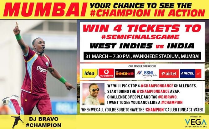 India Vs West Indies Semi Final Tickets T20 WC 2016, Here is your chance to win free tickets