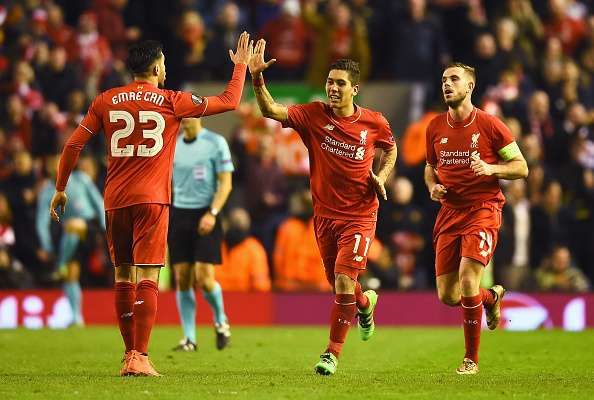 Liverpool players celebrate