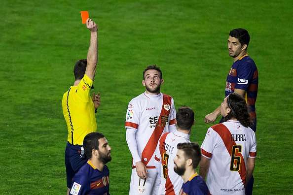 Rayo red card Barcelona
