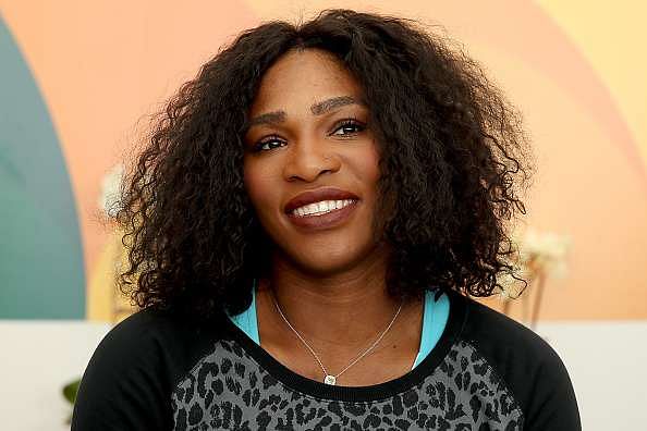 Serena Williams speaking to reporters in Miami