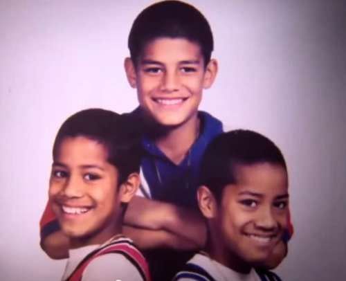 A young Roman Reigns and Jimmy and Jey Uso