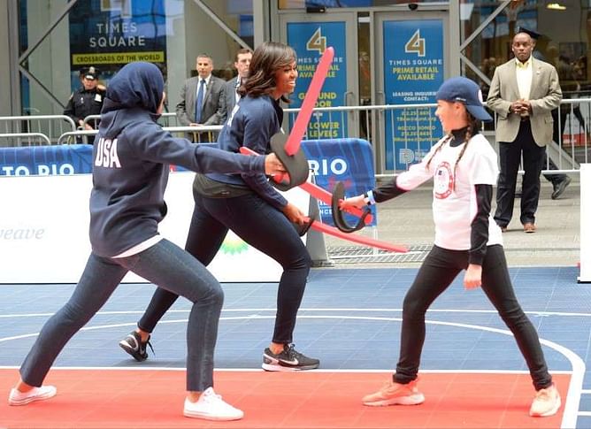 Rio Olympics 2016: Michelle Obama celebrates games countdown with Olympians