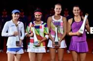(From left) Martina Hingis, Sania Mirza, Kristina Mladenovic and Caroline Garcia at Stuttgart on Sunday