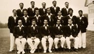 Kardar (front row, 3rd from left) with Pakistan team in 1954
