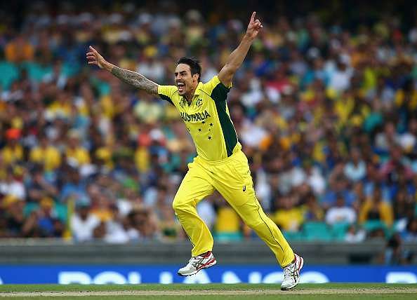 Mitchell Johnson playing for Australia