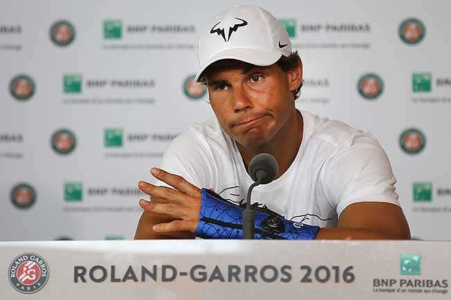 A glum Rafael Nadal announcing his withdrawal from the French Open 2016 due to a wrist injury