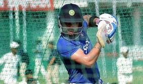 Virat Kohli sweats it out in the nets prior to India's tour of West Indies