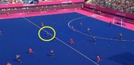 Kiwi player has intercepted the ball near her 23 meters, coming from her left