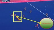 Still there is time to pass the ball to the RW. Or to RH. All 3 GB players are running in a straight line. Is it a 100 meters sprint? Where have the concepts of width & depth gone? Law # 5