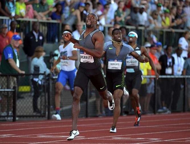 Gatlin, Merritt head toward 200m showdown on rainy day