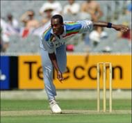 Chris Lewis in action for England in an ODI