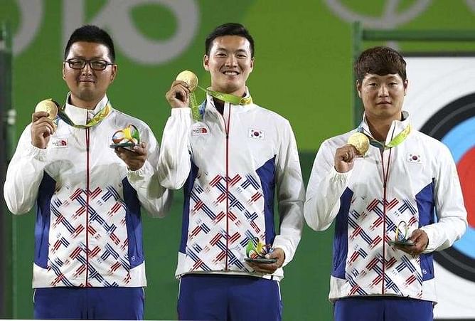 Archery - South Korea restore order with men's team gold