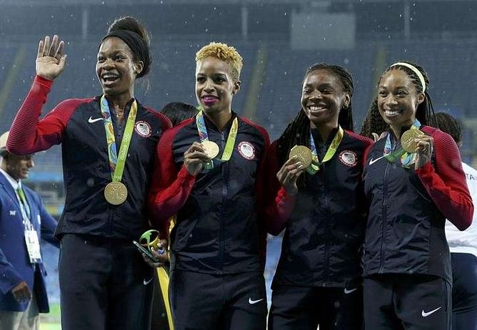 Athletics - U.S. win sixth straight gold in women's 4x400 relay