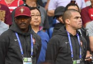 LYON, FRANCE - JULY 06: Pepe and William Carvalho of Portugal are seen during the UEFA EURO 2016 semi final match between Portugal and Wales at Stade des Lumieres on July 6, 2016 in Lyon, France. (Photo by Michael Regan/Getty Images)