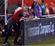 EAST RUTHERFORD, NJ - AUGUST 03: Head coach Team coach Carlo Ancelotti of Bayern Muenchen looks on during their International Champions Cup match against the Real Madrid at MetLife Stadium on August 3, 2016 in East Rutherford, New Jersey. (Photo by Jeff Zelevansky/Getty Images)