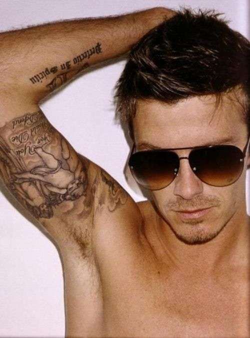 REALISTIC TEMPORARY TATTOO SLEEVE, ARM, BECKHAM, ANGEL, 23, BLACK